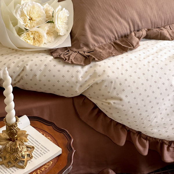 Coffee Snow Ruffle Bedding Set - Bedding - Delicors