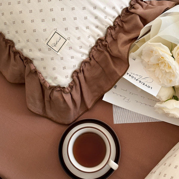 Coffee Snow Ruffle Bedding Set - Bedding - Delicors