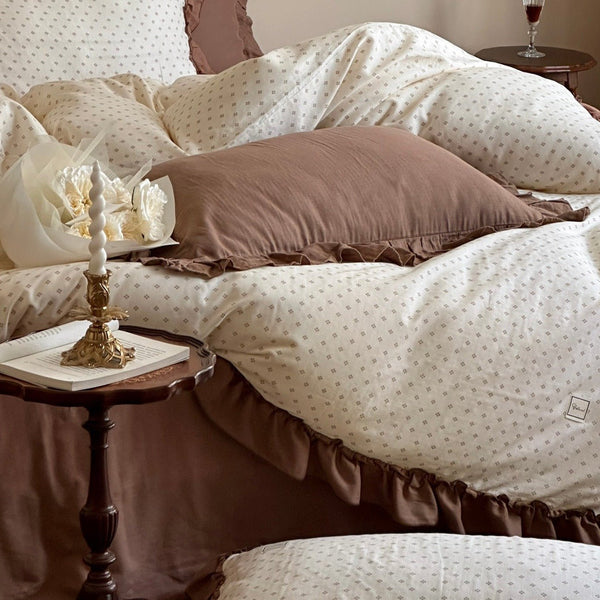 Coffee Snow Ruffle Bedding Set - Bedding - Delicors
