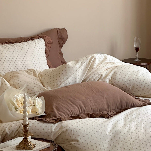 Coffee Snow Ruffle Bedding Set - Bedding - Delicors