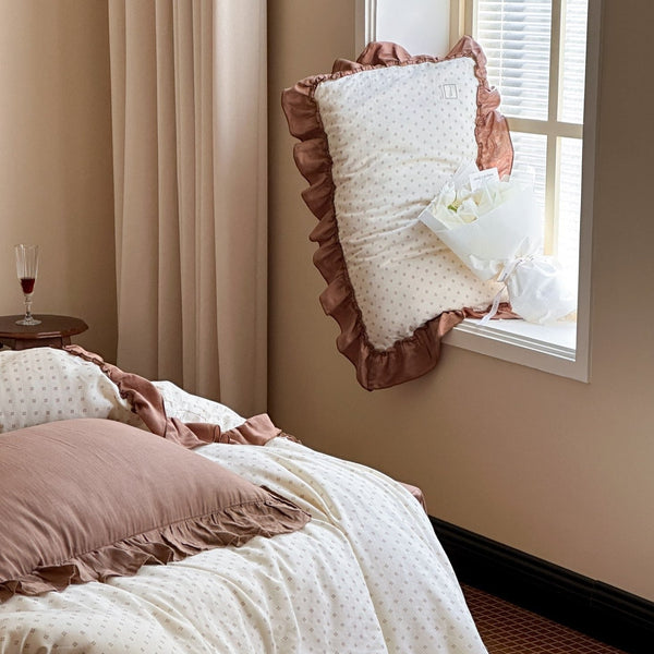 Coffee Snow Ruffle Bedding Set - Bedding - Delicors