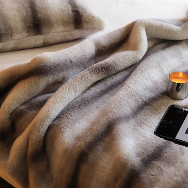 Coffee Stripe Blanket and Cushion -Throw- Delicors