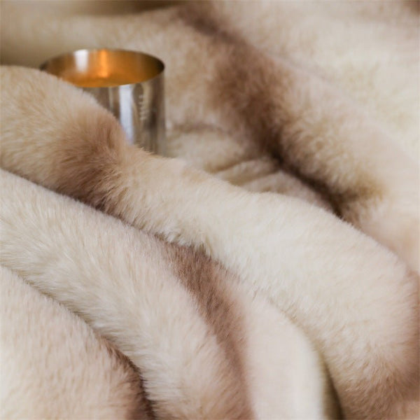 Coffee Stripe Blanket and Cushion -Throw- Delicors