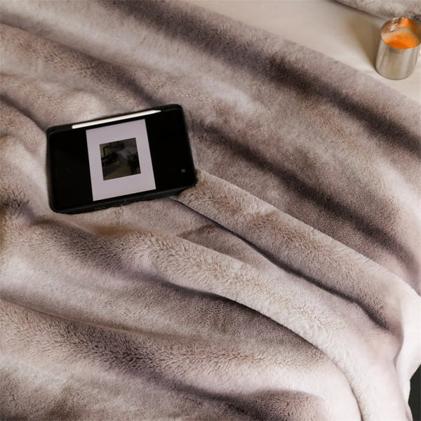 Coffee Stripe Blanket and Cushion -Throw- Delicors