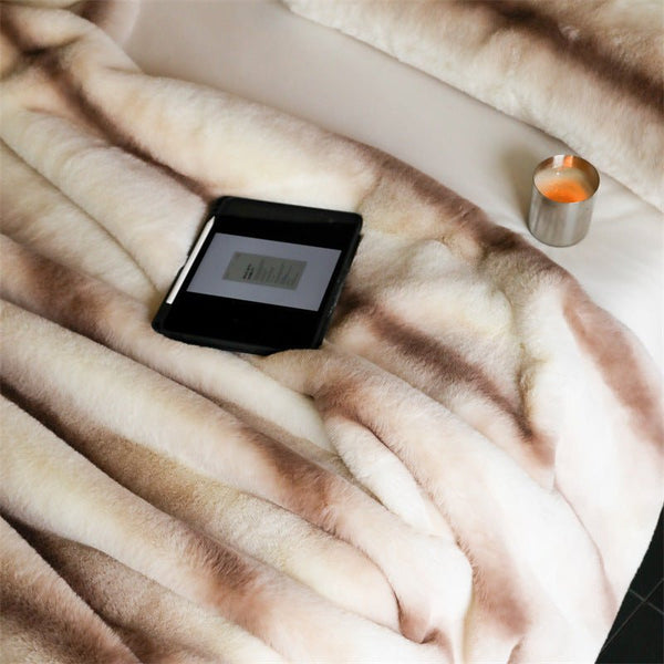 Coffee Stripe Blanket and Cushion -Throw- Delicors
