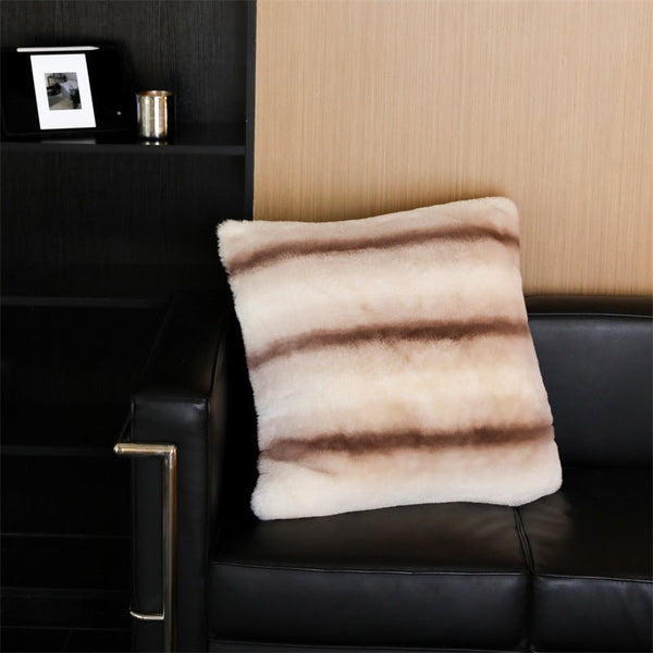 Coffee Stripe Blanket and Cushion -Throw- Delicors
