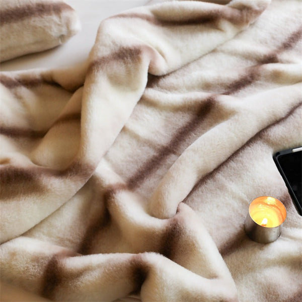Coffee Stripe Blanket and Cushion -Throw- Delicors
