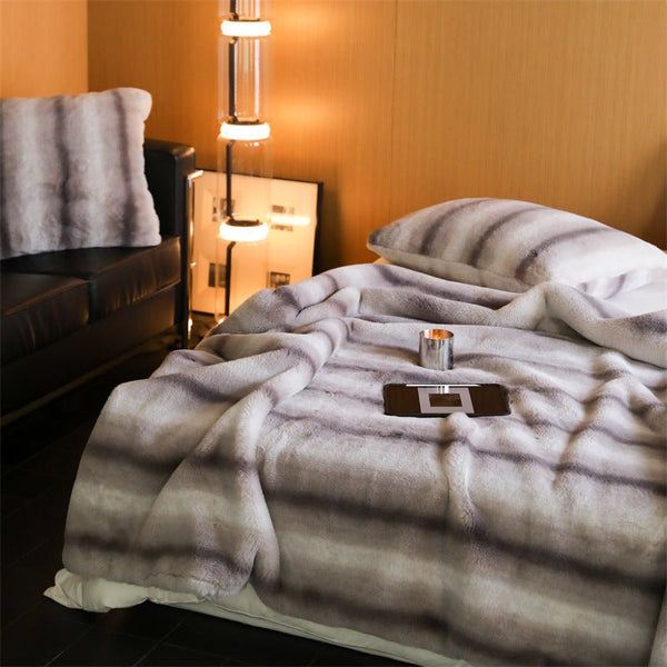 Coffee Stripe Blanket and Cushion -Throw- Delicors