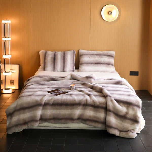 Coffee Stripe Blanket and Cushion -Throw- Delicors