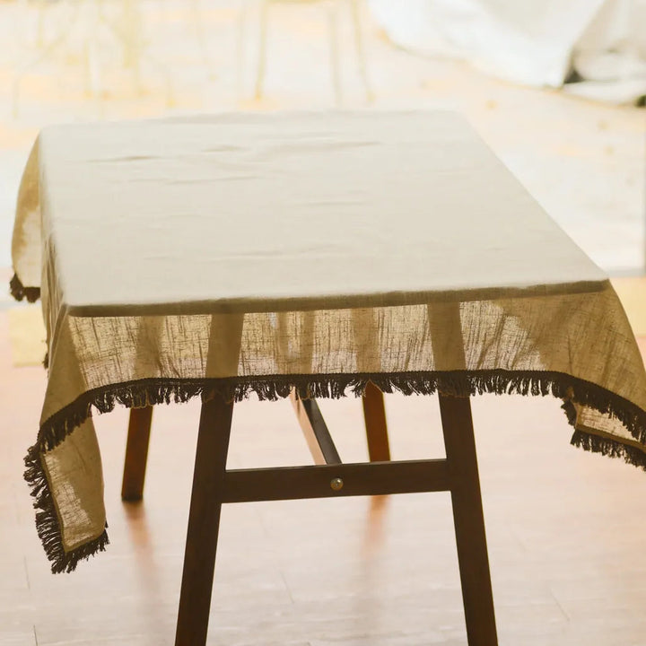 Beige Tassel Tablecloth - Delicors