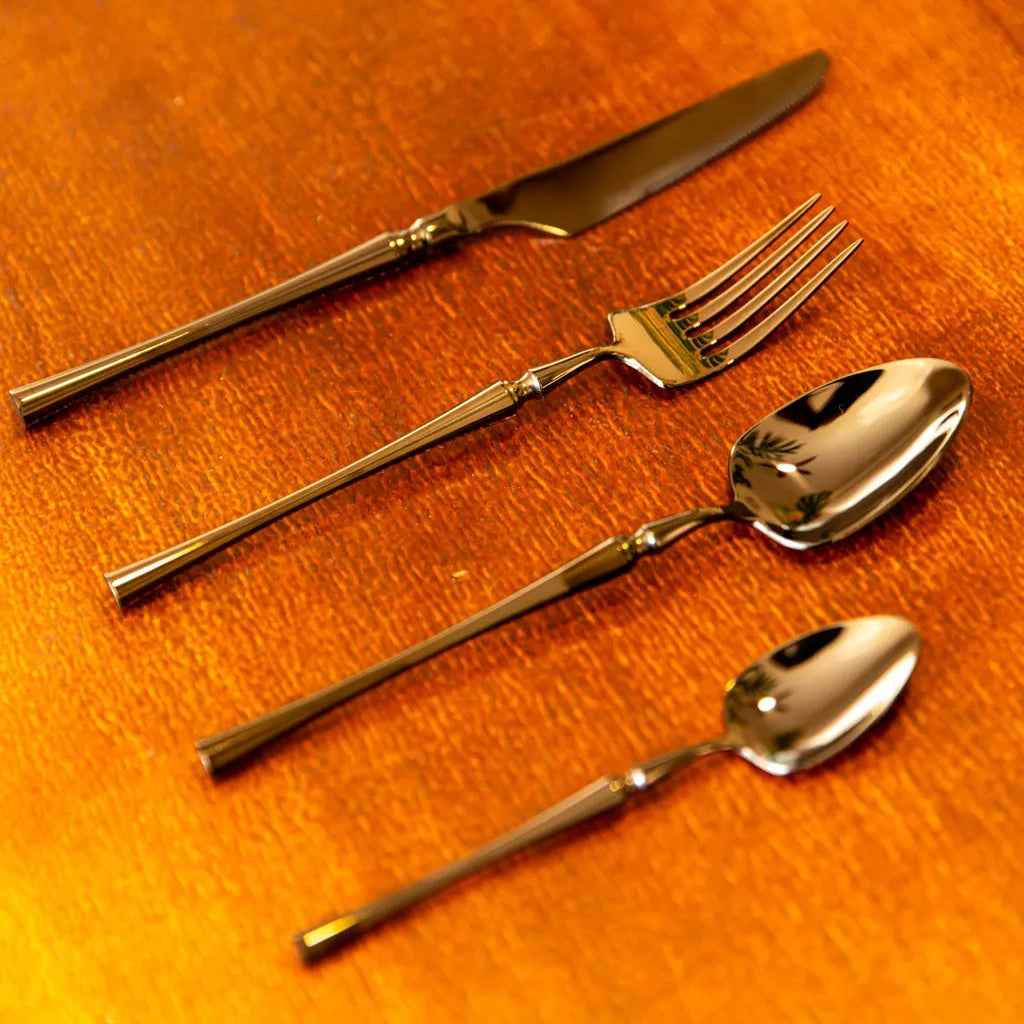 Black Round Roman Pillar Cutlery Set - Delicors