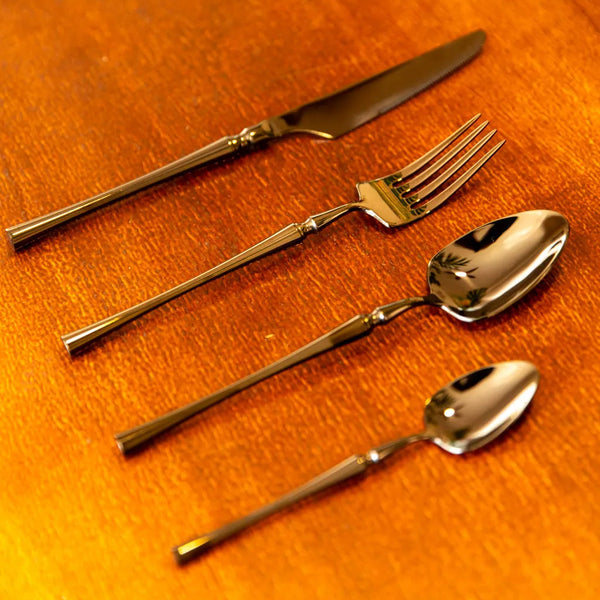 Black Round Roman Pillar Cutlery Set - Delicors
