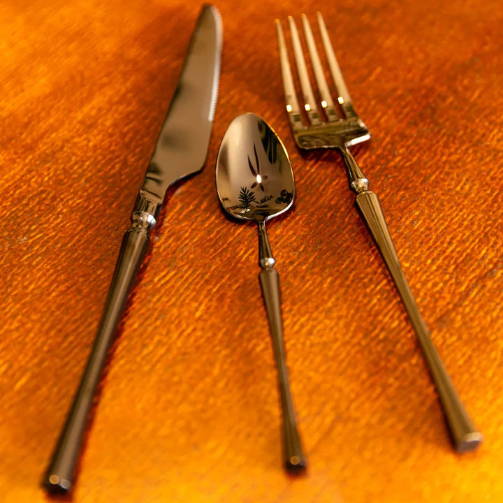 Black Round Roman Pillar Cutlery Set - Delicors