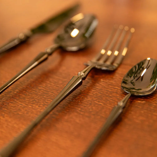 Black Round Roman Pillar Cutlery Set - Delicors
