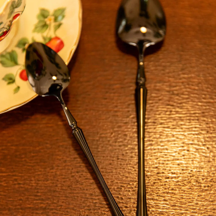 Black Round Roman Pillar Cutlery Set - Delicors