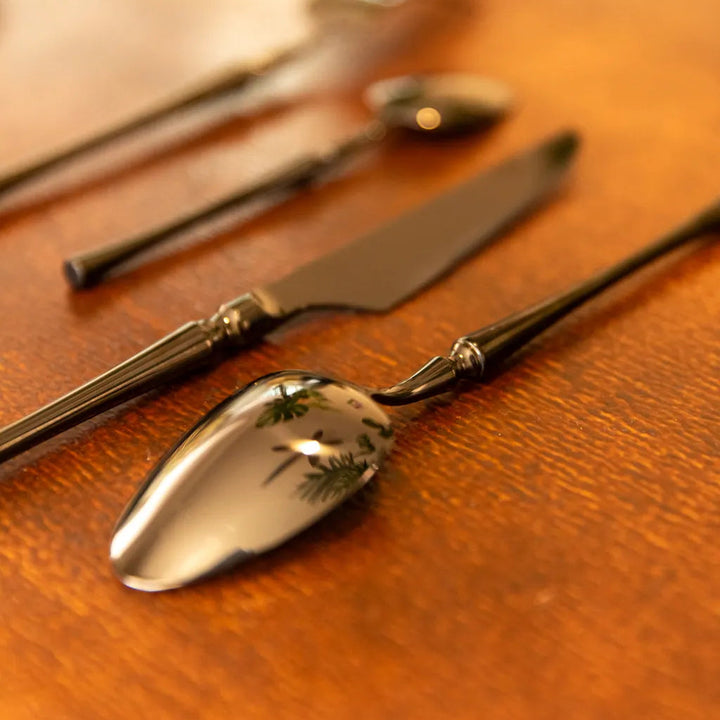 Black Round Roman Pillar Cutlery Set - Delicors