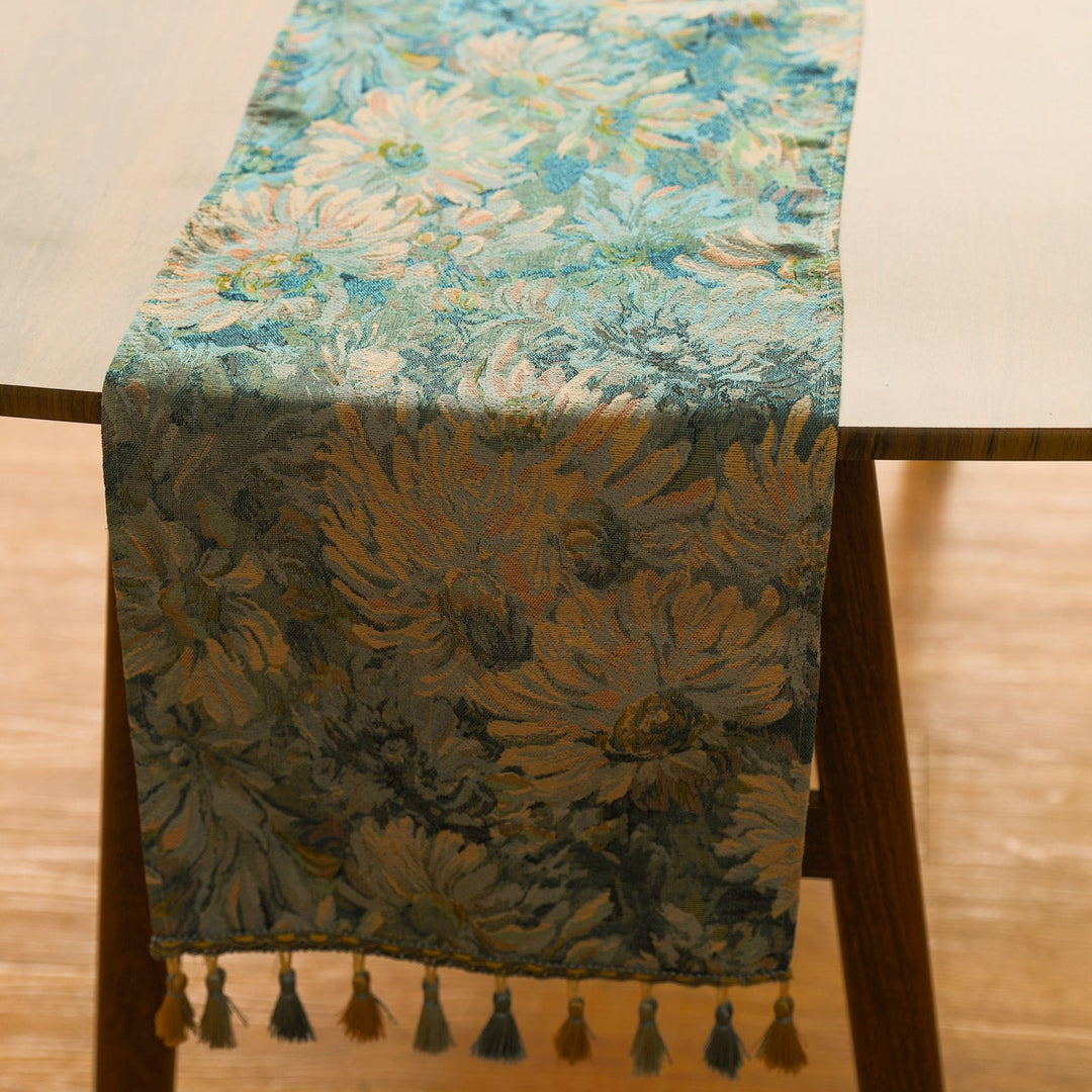 Blue Gerbera Table Runner -- Delicors