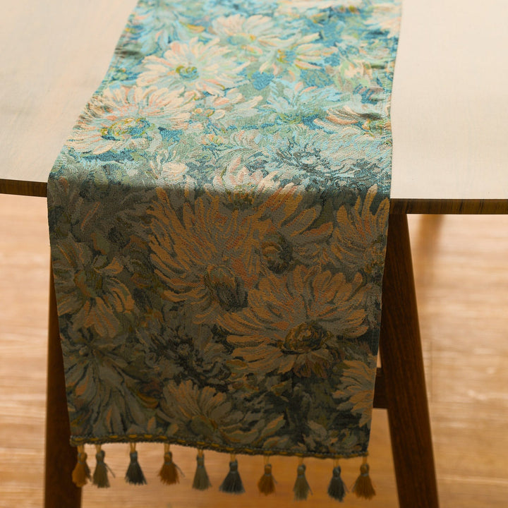Blue Gerbera Table Runner -- Delicors
