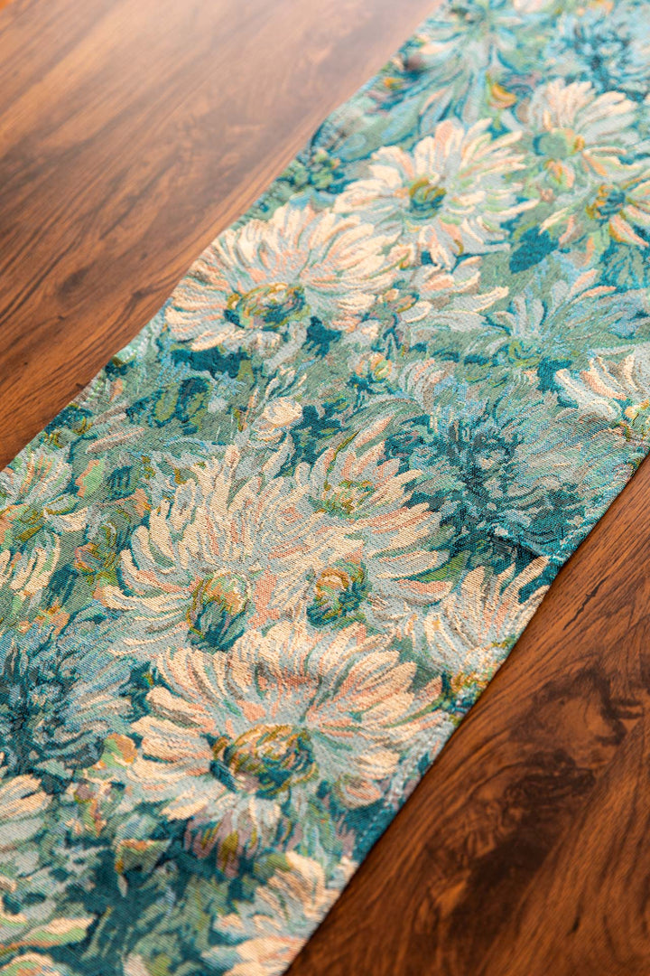 Blue Gerbera Table Runner -- Delicors