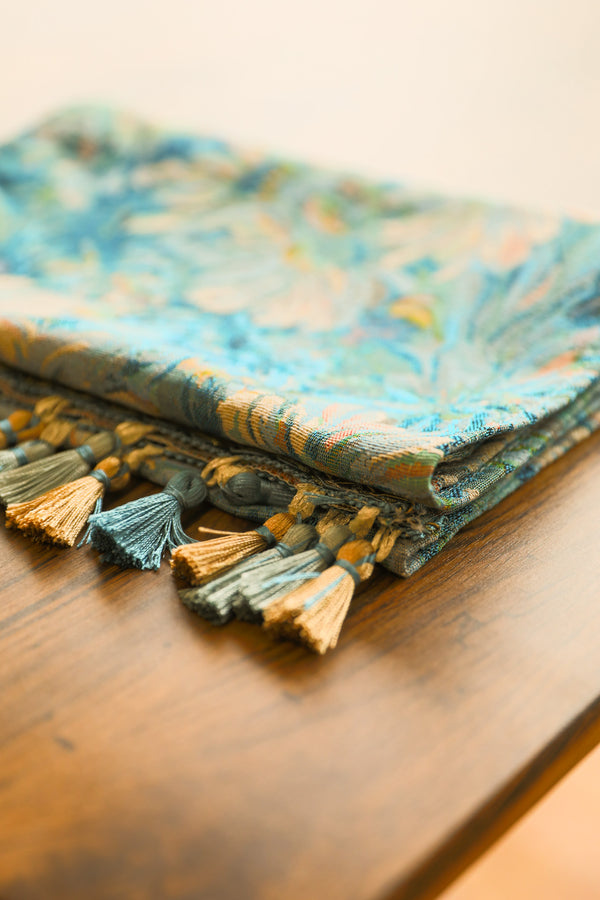 Blue Gerbera Table Runner -- Delicors