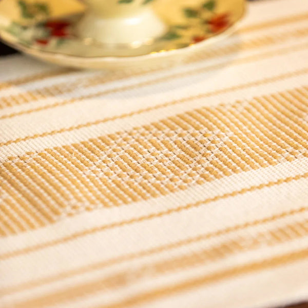Bohemian Woven Tassel Table Runner Beige Tassels - Delicors