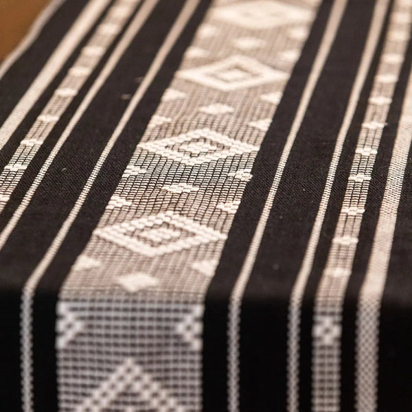 Bohemian Woven Tassel Table Runner Black Braided Tassels - Delicors