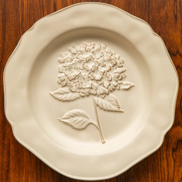 Botanical Embossed Plate 8.5Inch Hydrangea Plate - Delicors