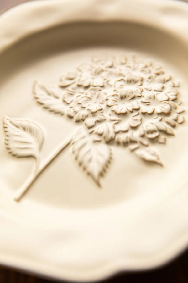 Botanical Embossed Plate 8.5Inch Hydrangea Plate - Delicors