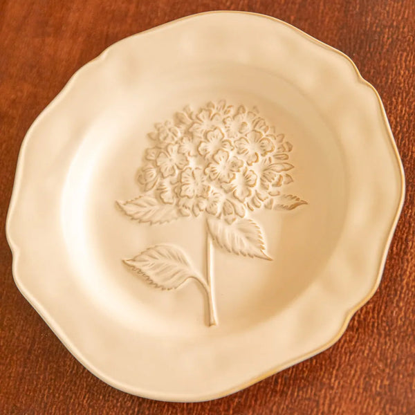 Botanical Embossed Plate 8.5Inch Hydrangea Plate - Delicors