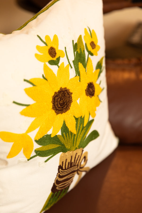 Floral stitched garden cushion design