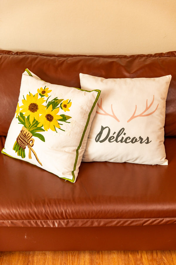 Bright Garden Embroidery Cushion Delicors