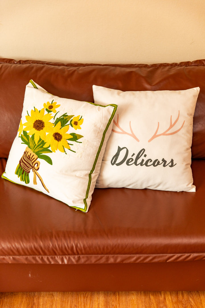 Bright Garden Embroidery Cushion Delicors