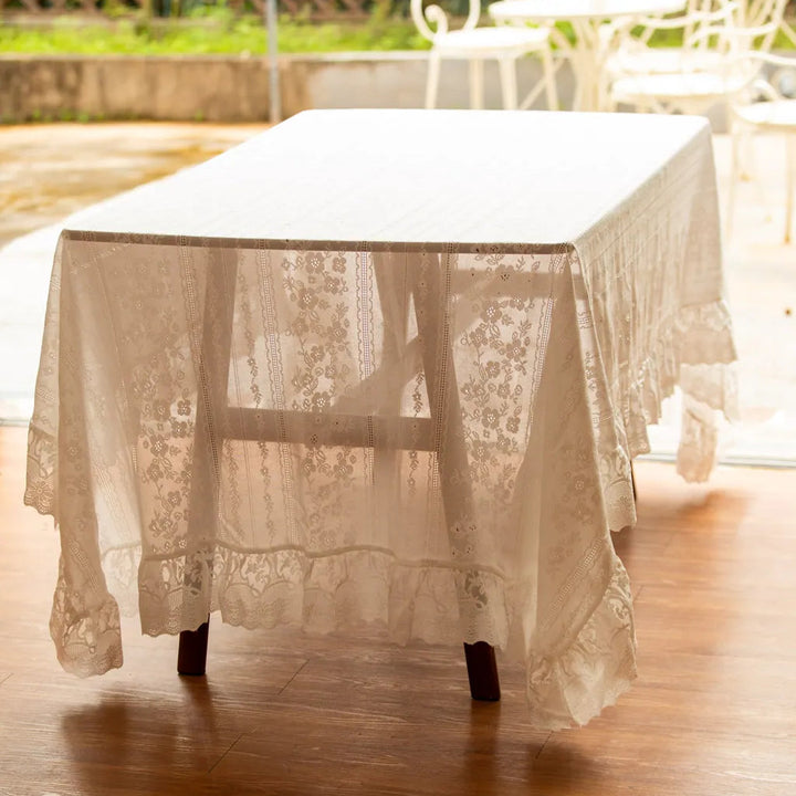 Chateau Lace Ruffle Tablecloth - Delicors