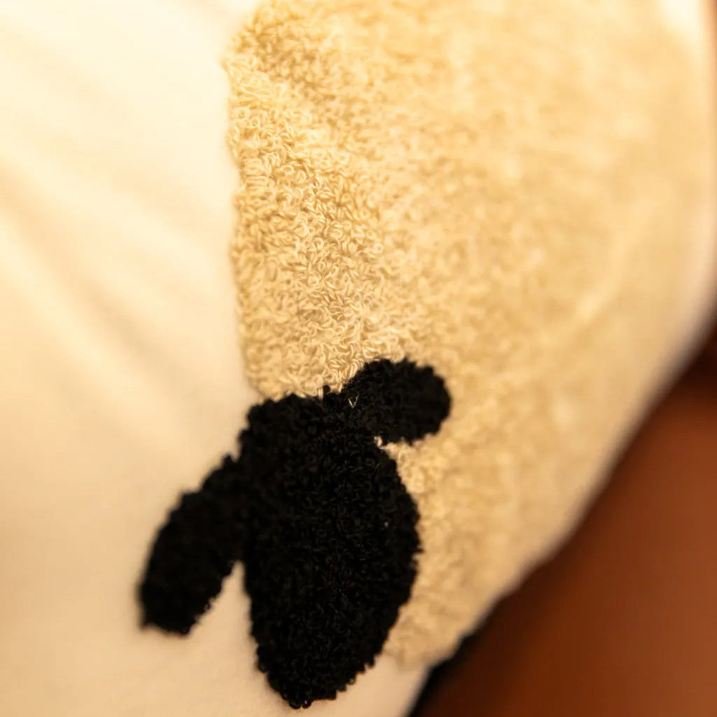 Cosy Sheep Embroidered Cushion RectangleBeigeSheep - Delicors