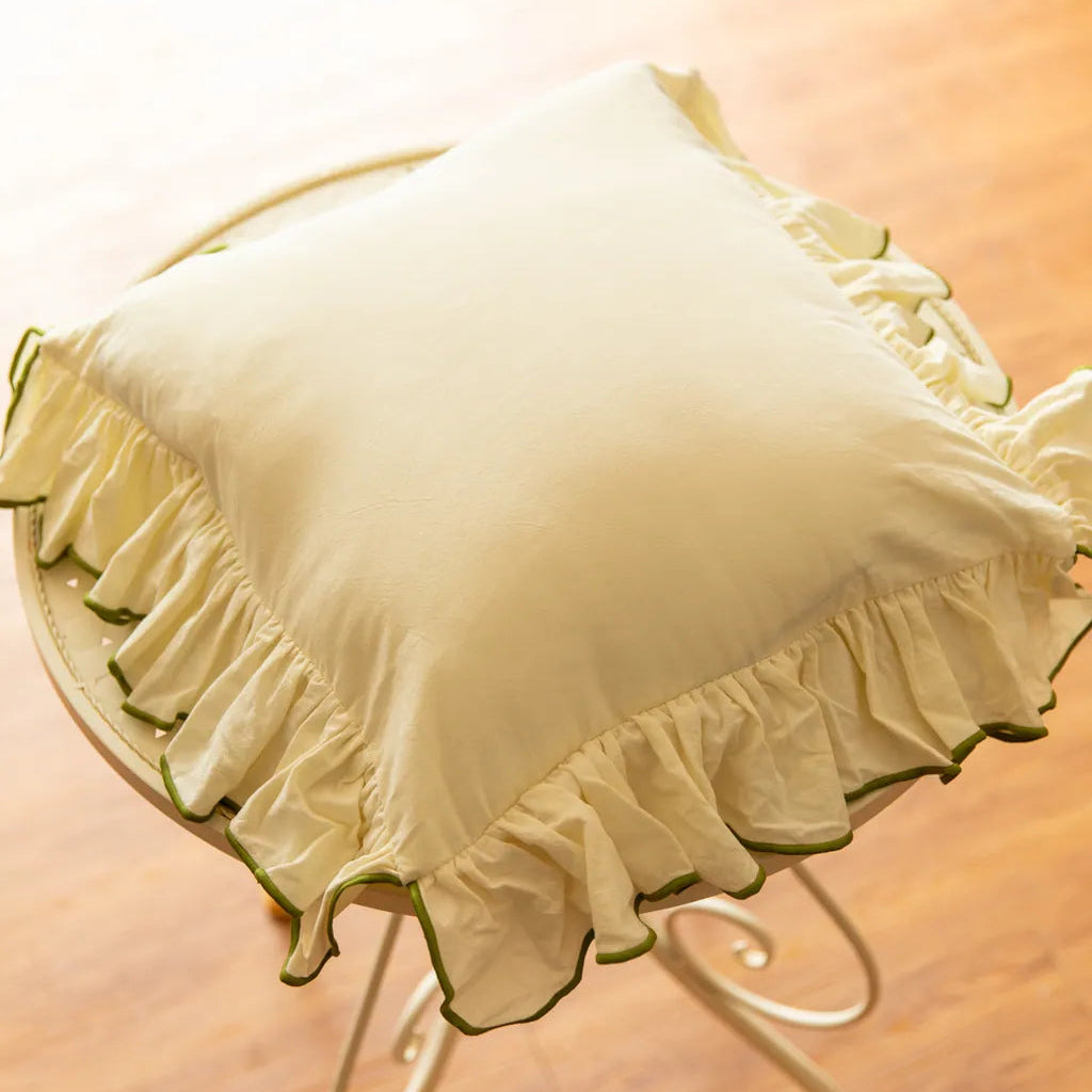 Cozy Ruffle White Cushion - Delicors