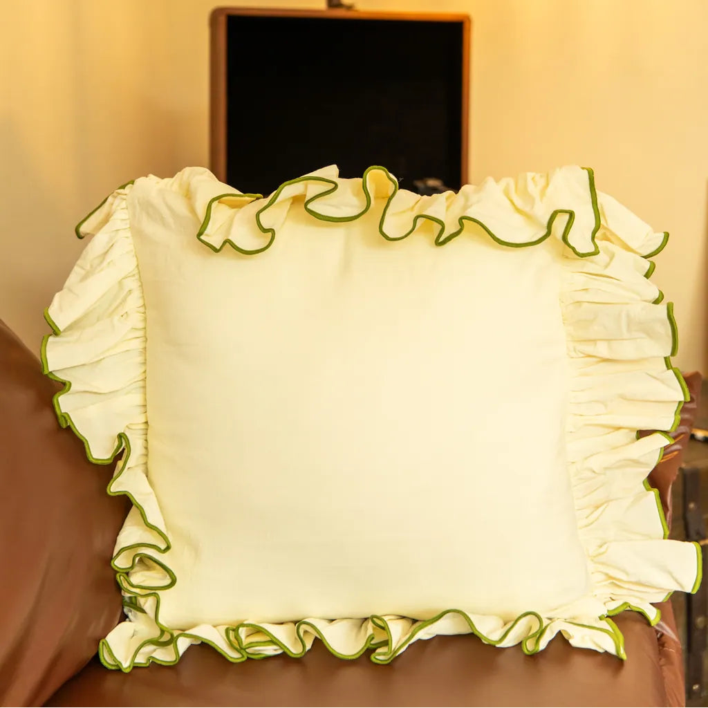 Cozy Ruffle White Cushion - Delicors