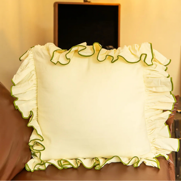Cozy Ruffle White Cushion - Delicors