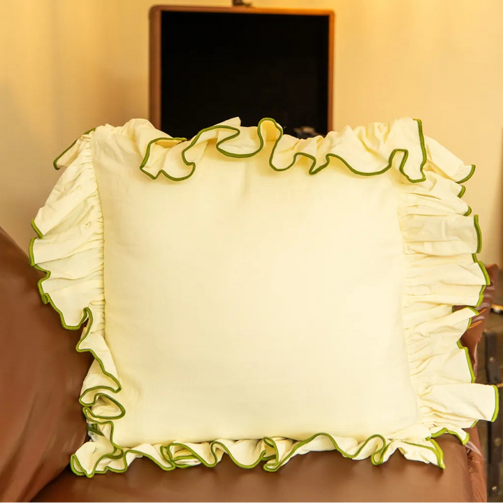 Cozy Ruffle White Cushion - Delicors