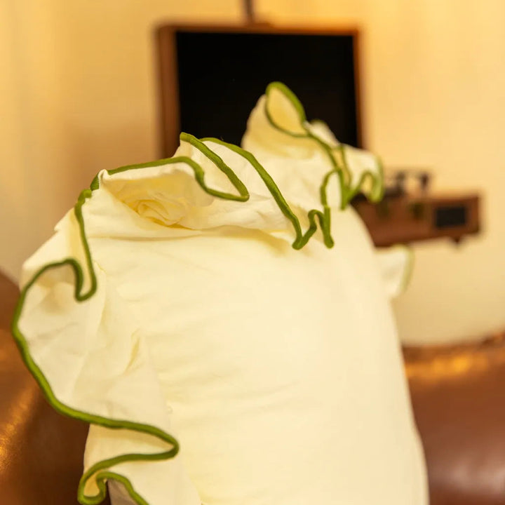 Cozy Ruffle White Cushion - Delicors