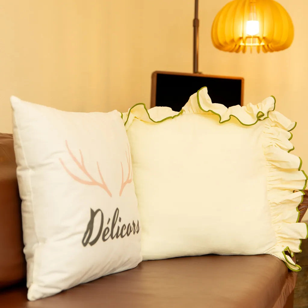 Cozy Ruffle White Cushion - Delicors