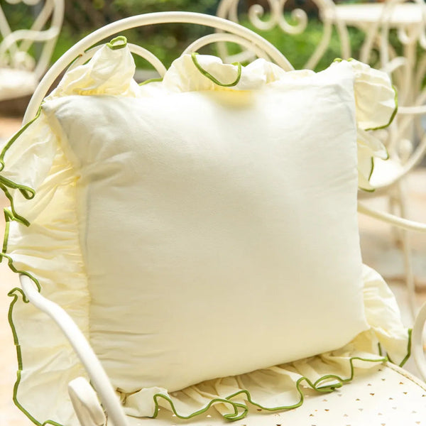 Cozy Ruffle White Cushion - Delicors
