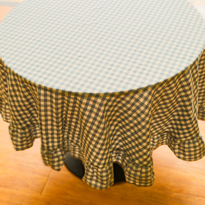 Dreamy Gingham Frill Tablecloth-Blue - Delicors