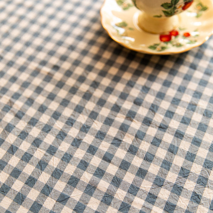 Dreamy Gingham Frill Tablecloth-Blue - Delicors