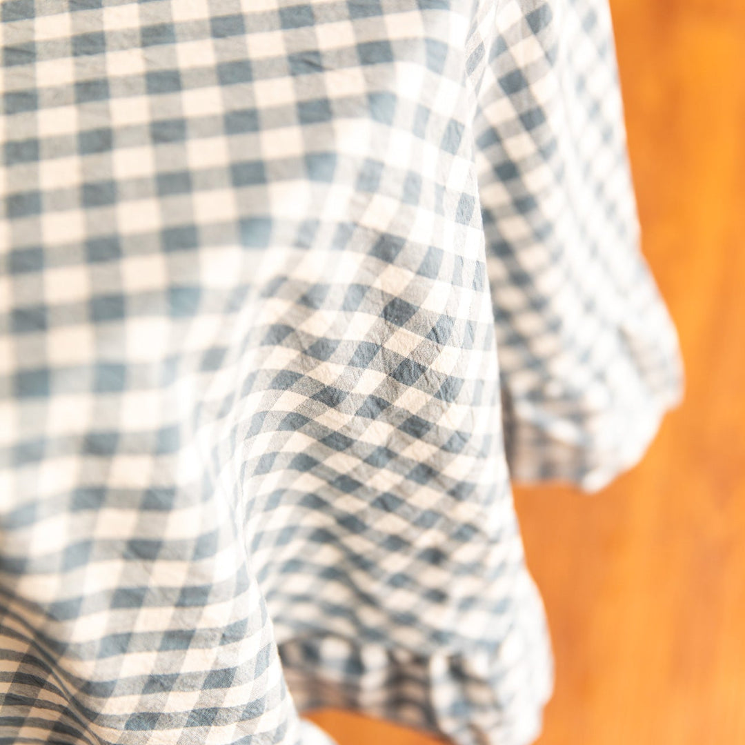 Dreamy Gingham Frill Tablecloth-Blue - Delicors