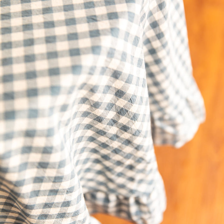 Dreamy Gingham Frill Tablecloth-Blue - Delicors