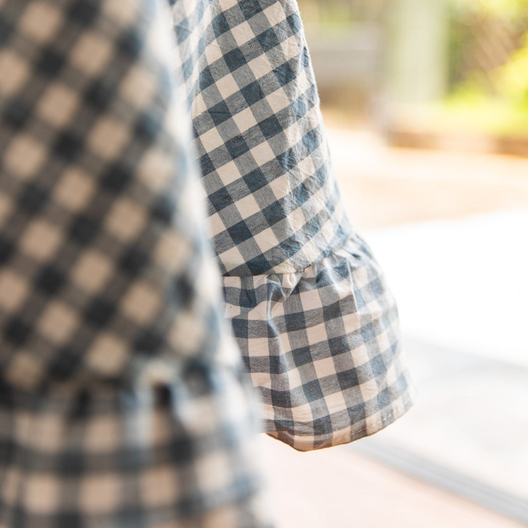 Dreamy Gingham Frill Tablecloth-Blue - Delicors