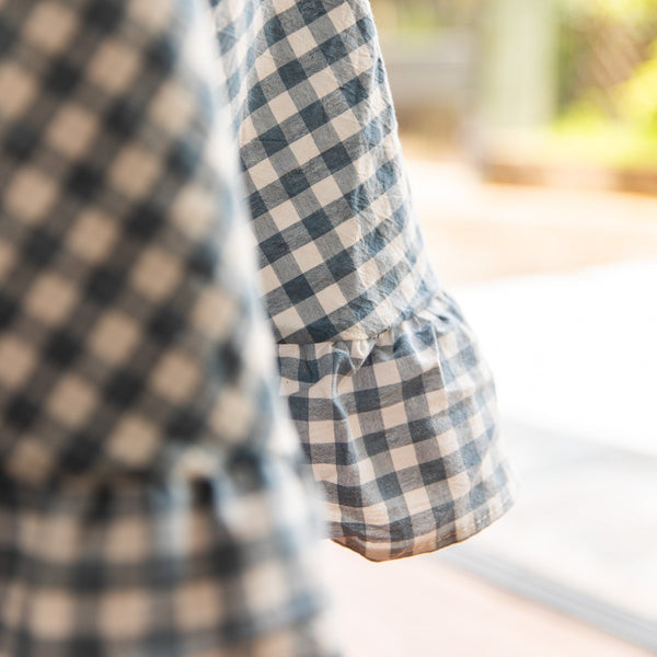 Dreamy Gingham Frill Tablecloth-Blue - Delicors