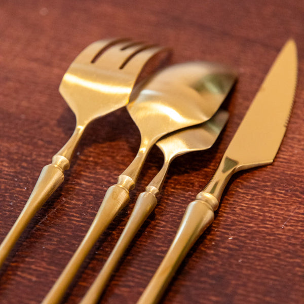 Gold Roman Pillar Cutlery Set -- Delicors