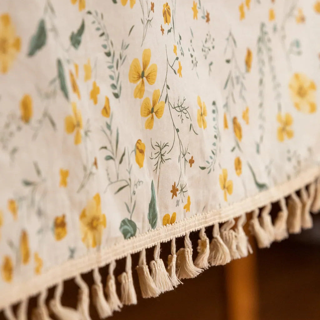 Golden Wattle Tassel Table Cloth - Delicors