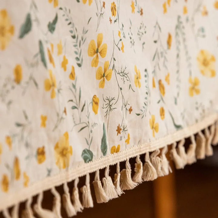 Golden Wattle Tassel Table Cloth - Delicors